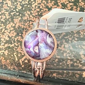 Purple and Rose Gold bracelet.  Handmade.  Size is adjustable.